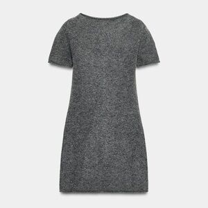New Zara soft knit mini dress with seam detail in gray marl -XS